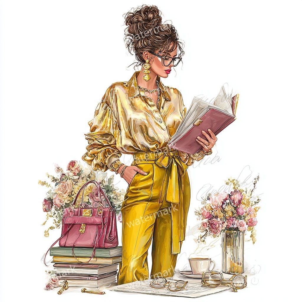 【商用利用可】働く女性(水彩ワーキングガール)クリップアート19点セット|高解像度JPG|印刷OK・コラージュ・ジャンクジャーナル素材|即ダウンロード