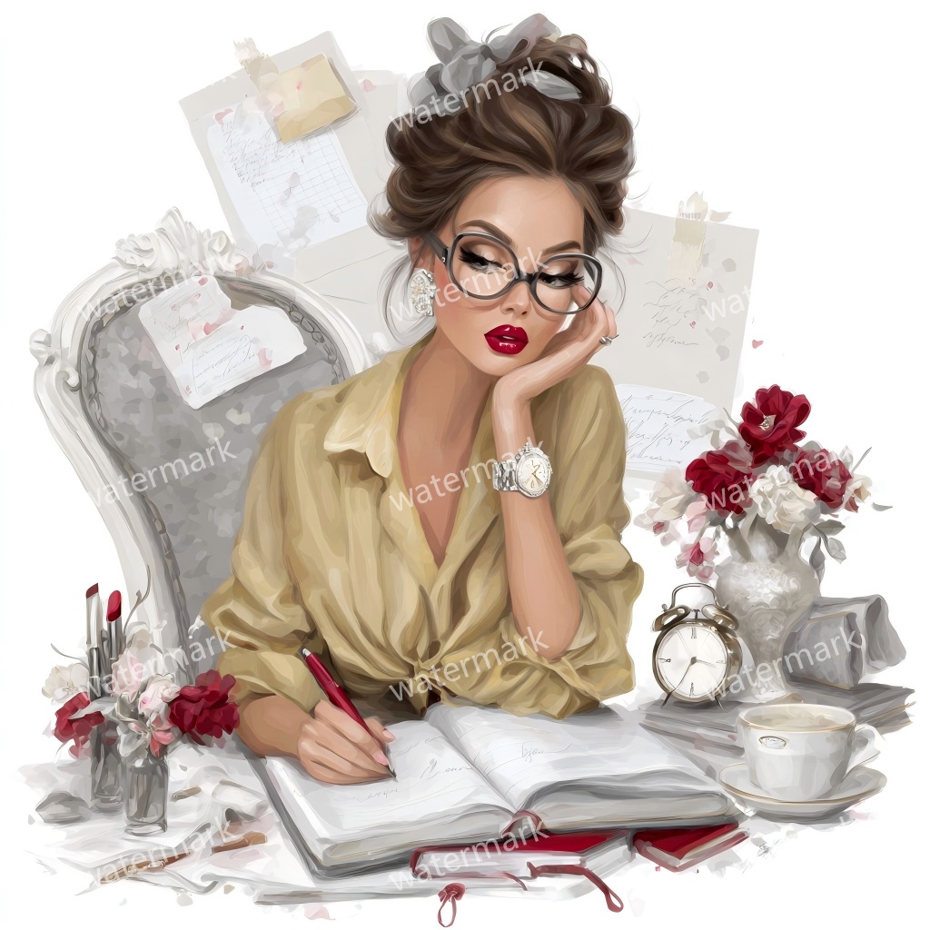 【商用利用可】働く女性(水彩ワーキングガール)クリップアート19点セット|高解像度JPG|印刷OK・コラージュ・ジャンクジャーナル素材|即ダウンロード