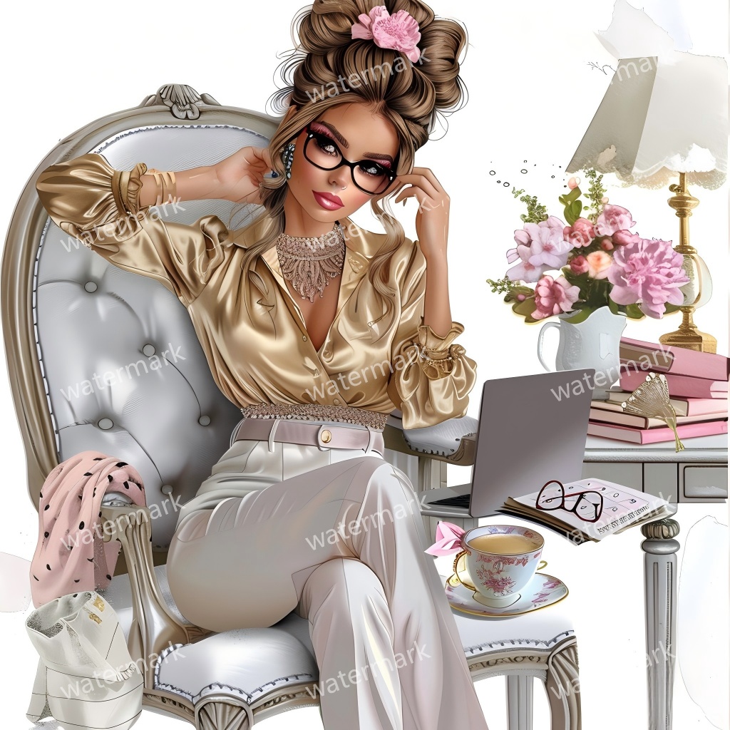 【商用利用可】働く女性(水彩ワーキングガール)クリップアート19点セット|高解像度JPG|印刷OK・コラージュ・ジャンクジャーナル素材|即ダウンロード