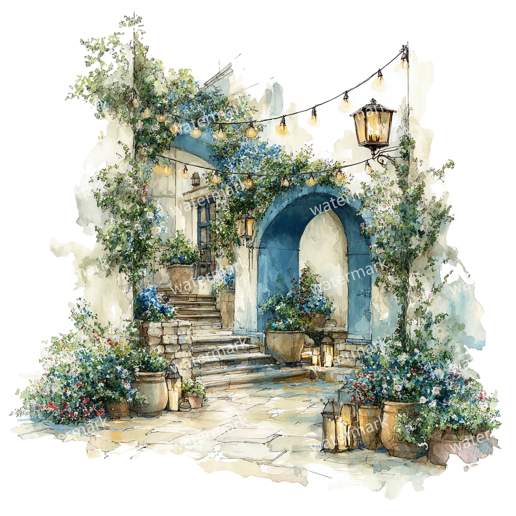 【商用利用可】フローラルアーチ(水彩花のアーチ)クリップアート16点セット|高解像度・透過PNG|印刷OK・コラージュ・ジャンクジャーナル素材|即ダウンロード