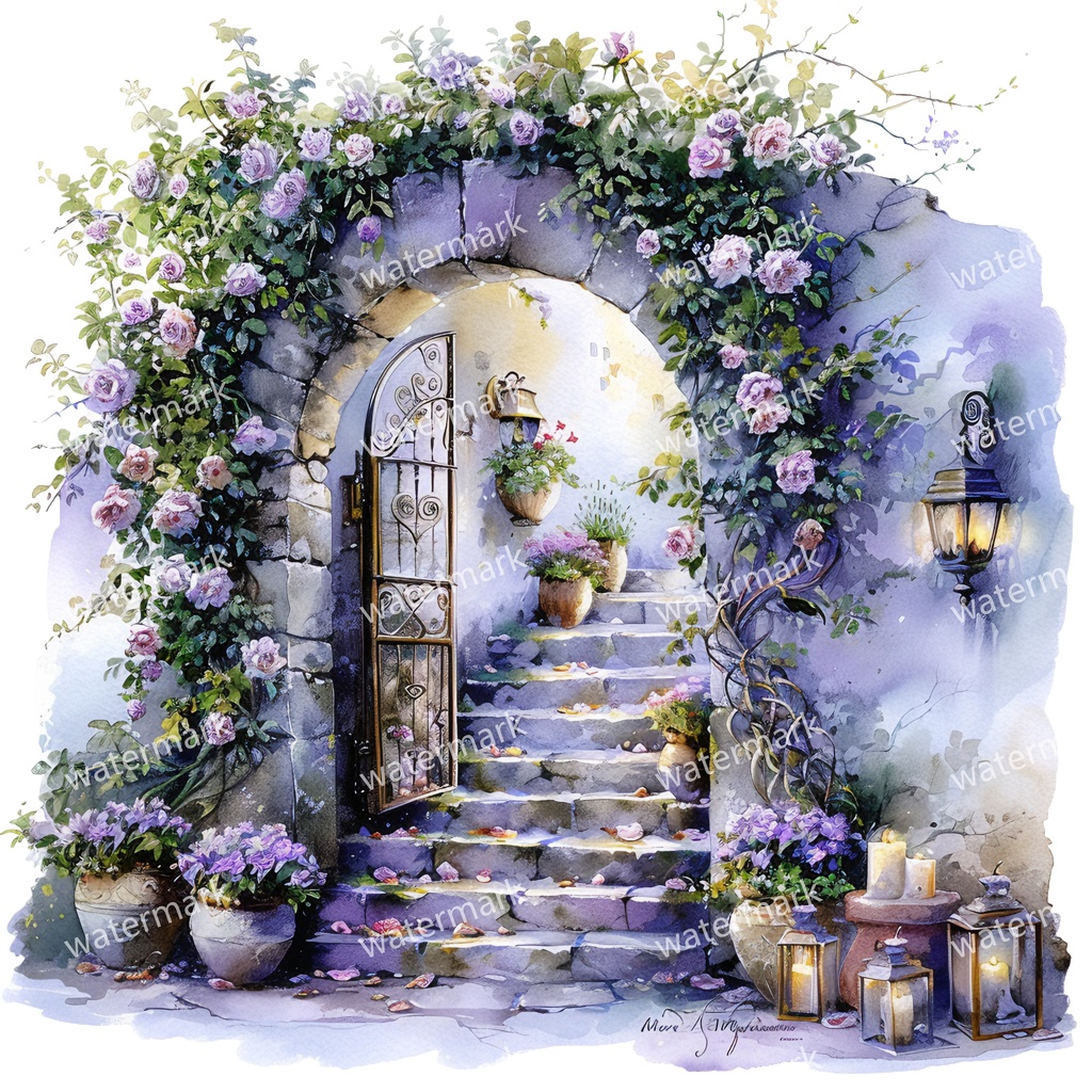 【商用利用可】フローラルアーチ(水彩花のアーチ)クリップアート16点セット|高解像度・透過PNG|印刷OK・コラージュ・ジャンクジャーナル素材|即ダウンロード