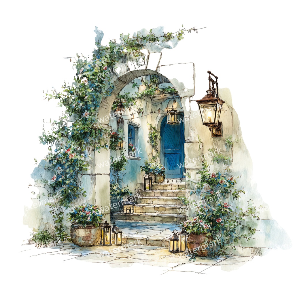 【商用利用可】フローラルアーチ(水彩花のアーチ)クリップアート16点セット|高解像度・透過PNG|印刷OK・コラージュ・ジャンクジャーナル素材|即ダウンロード