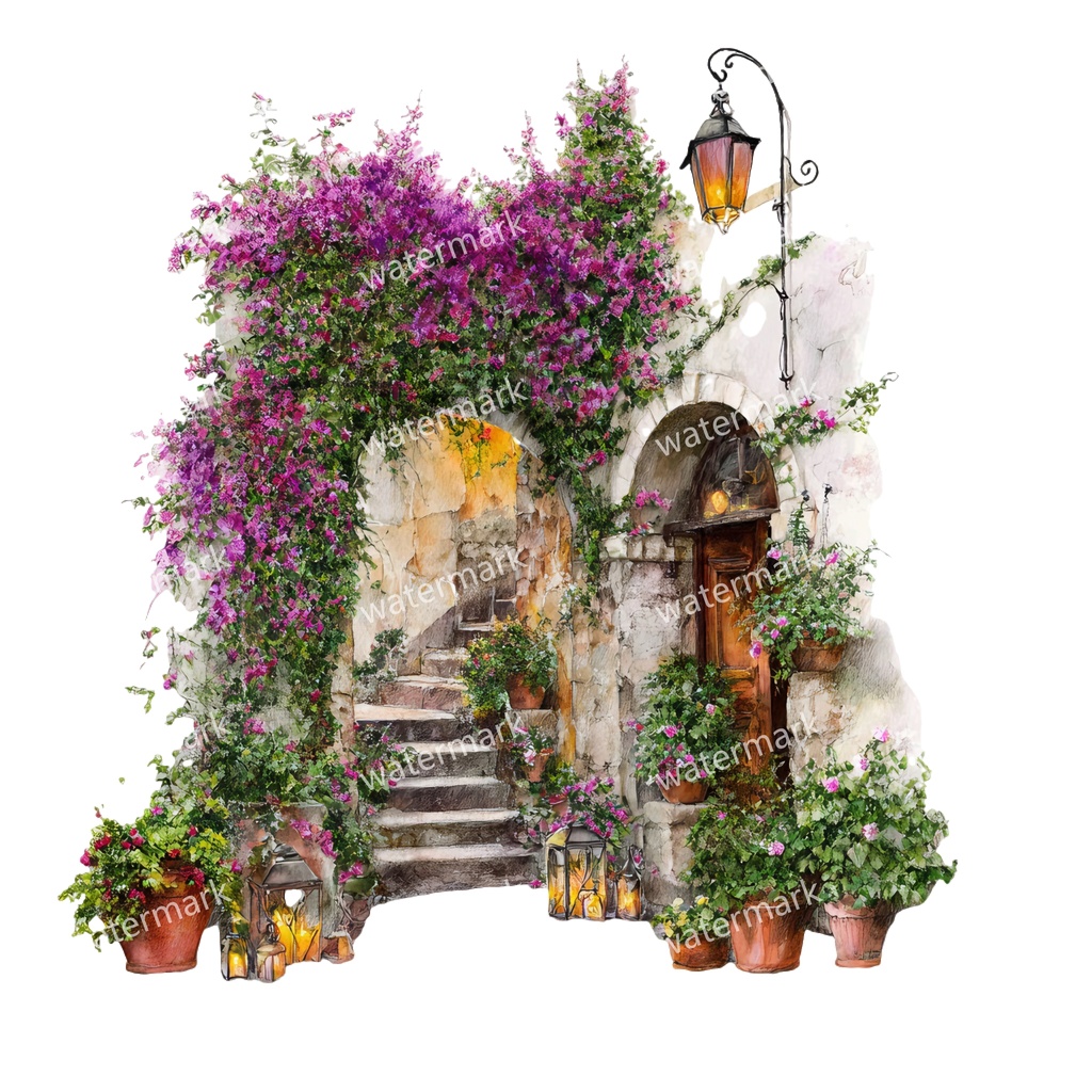 【商用利用可】フローラルアーチ(水彩花のアーチ)クリップアート16点セット|高解像度・透過PNG|印刷OK・コラージュ・ジャンクジャーナル素材|即ダウンロード