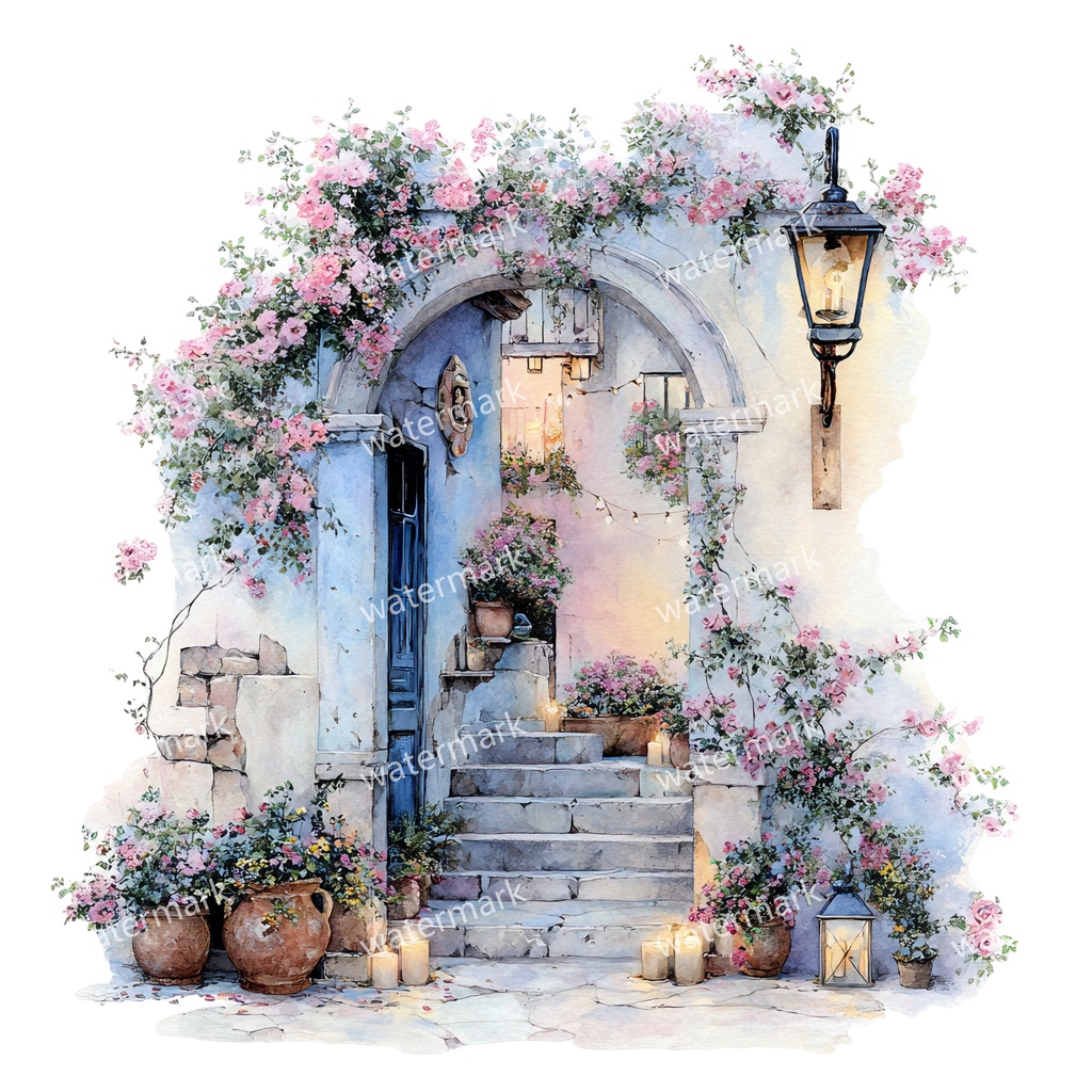 【商用利用可】フローラルアーチ（水彩花のアーチ）クリップアート16点セット｜高解像度・透過PNG｜印刷OK・コラージュ・ジャンクジャーナル素材｜即ダウンロード