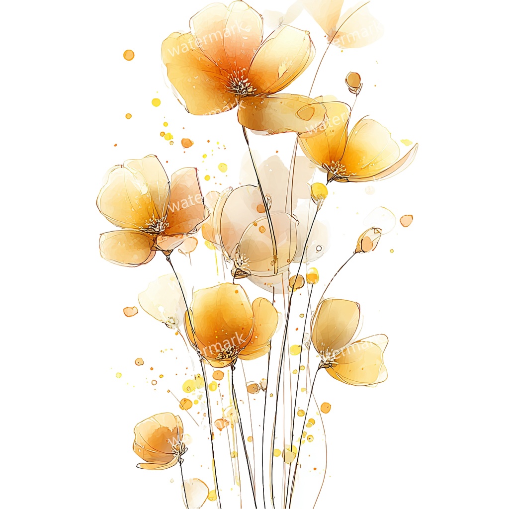【商用利用可】黄色い花 水彩クリップアート20点セット|高解像度・透過PNG|印刷OK・コラージュ・ジャンクジャーナル素材|即ダウンロード