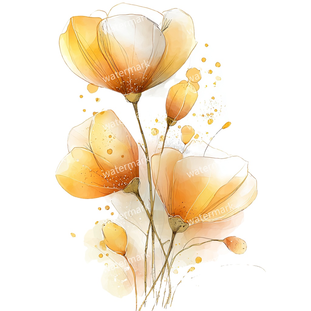 【商用利用可】黄色い花 水彩クリップアート20点セット|高解像度・透過PNG|印刷OK・コラージュ・ジャンクジャーナル素材|即ダウンロード