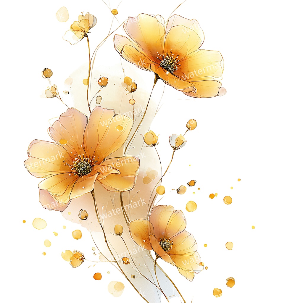 【商用利用可】黄色い花 水彩クリップアート20点セット|高解像度・透過PNG|印刷OK・コラージュ・ジャンクジャーナル素材|即ダウンロード