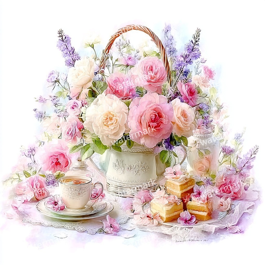 【商用利用可】花かご(水彩フローラルバスケット)クリップアート17点セット|高解像度・透過PNG|印刷OK・コラージュ・ジャンクジャーナル素材|即ダウンロード