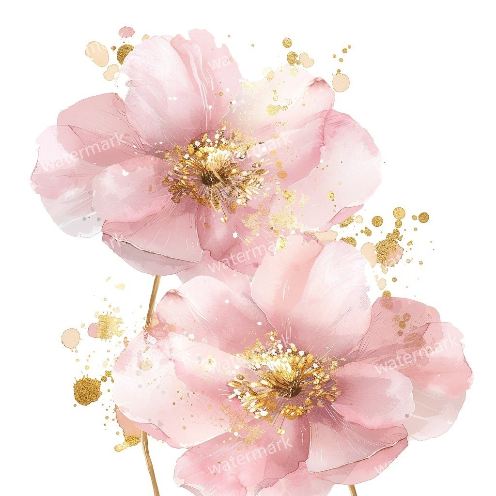 【商用利用可】ピンクの花(水彩フラワー)クリップアート16点セット|高解像度・透過PNG|印刷OK・コラージュ・ジャンクジャーナル素材|即ダウンロード