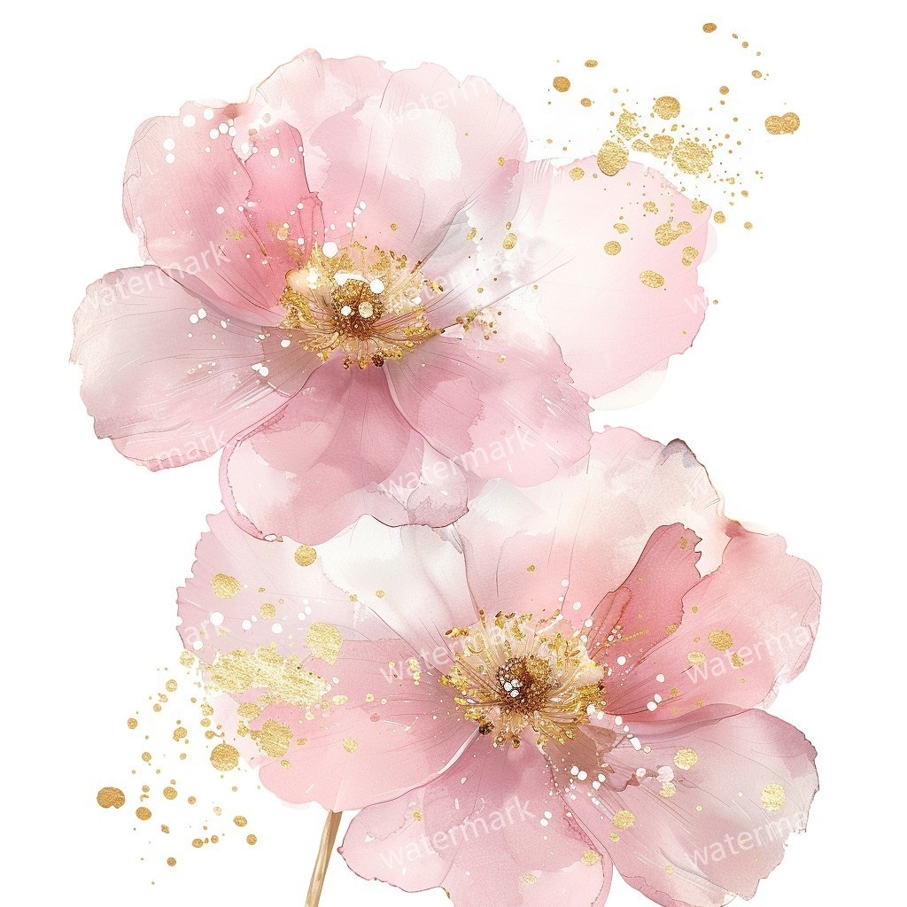 【商用利用可】ピンクの花(水彩フラワー)クリップアート16点セット|高解像度・透過PNG|印刷OK・コラージュ・ジャンクジャーナル素材|即ダウンロード