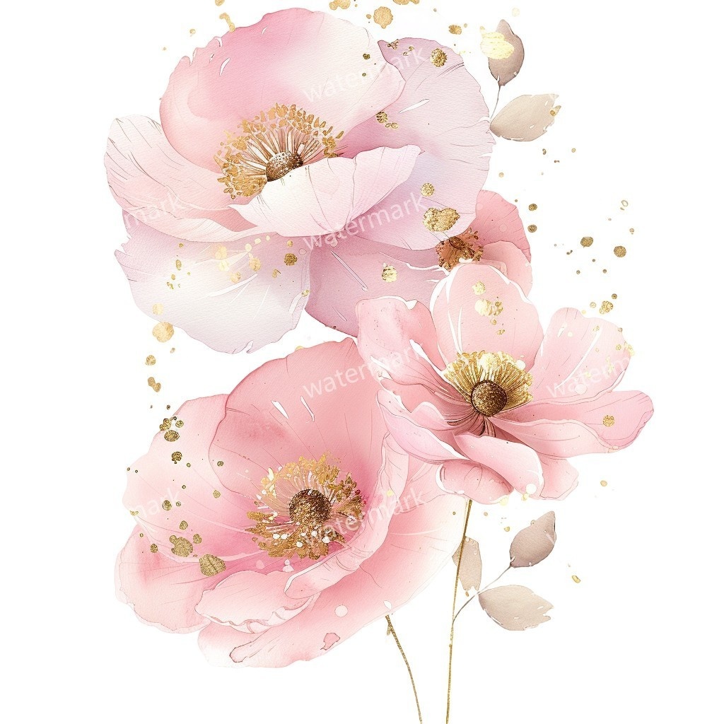 【商用利用可】ピンクの花(水彩フラワー)クリップアート16点セット|高解像度・透過PNG|印刷OK・コラージュ・ジャンクジャーナル素材|即ダウンロード