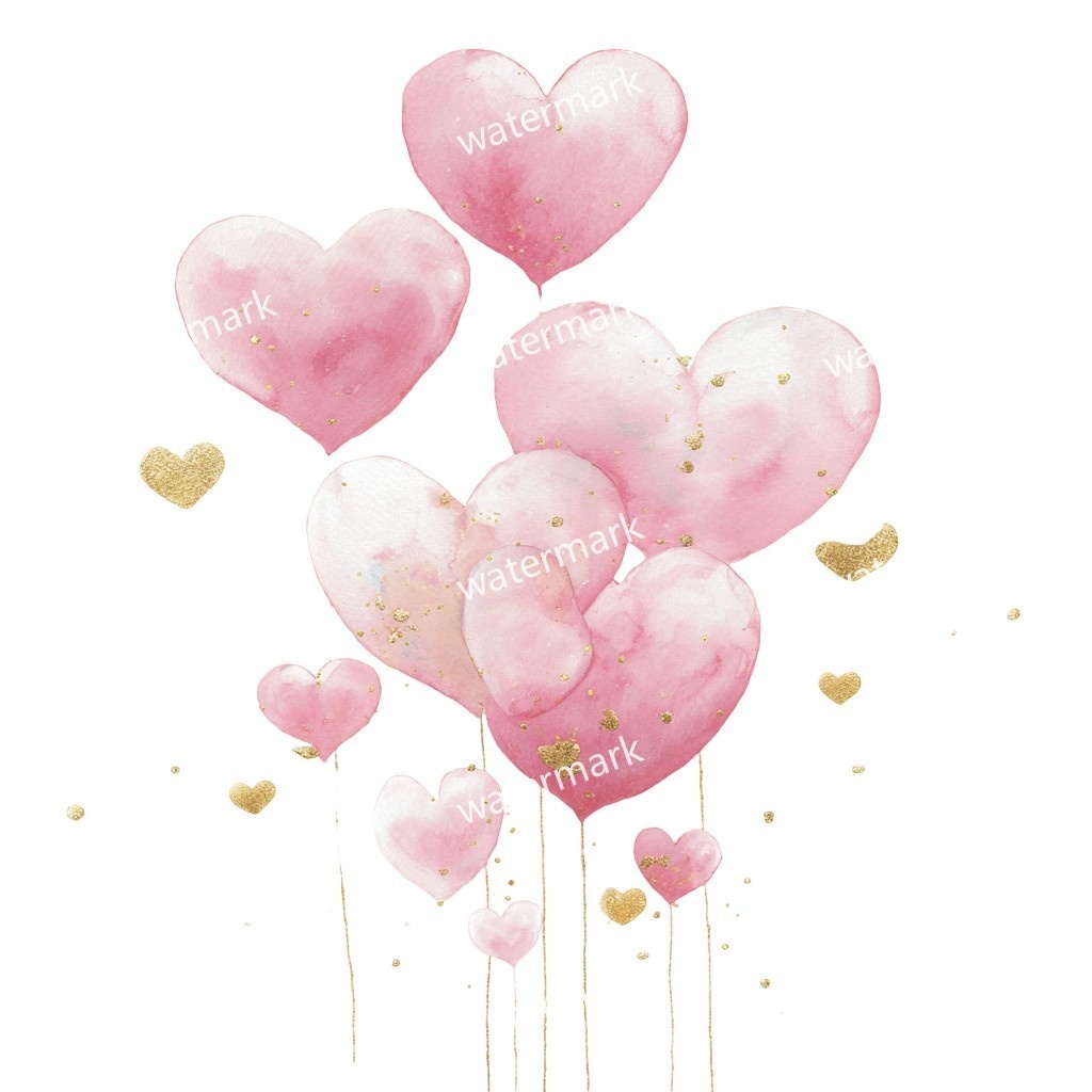 【商用利用可】ピンクハート(水彩)クリップアート19点セット|高解像度・透過PNG|印刷OK・コラージュ・ジャンクジャーナル素材|即ダウンロード