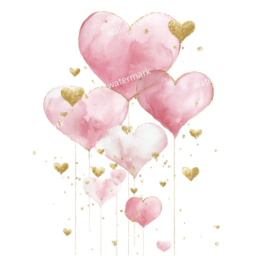 【商用利用可】ピンクハート(水彩)クリップアート19点セット|高解像度・透過PNG|印刷OK・コラージュ・ジャンクジャーナル素材|即ダウンロード