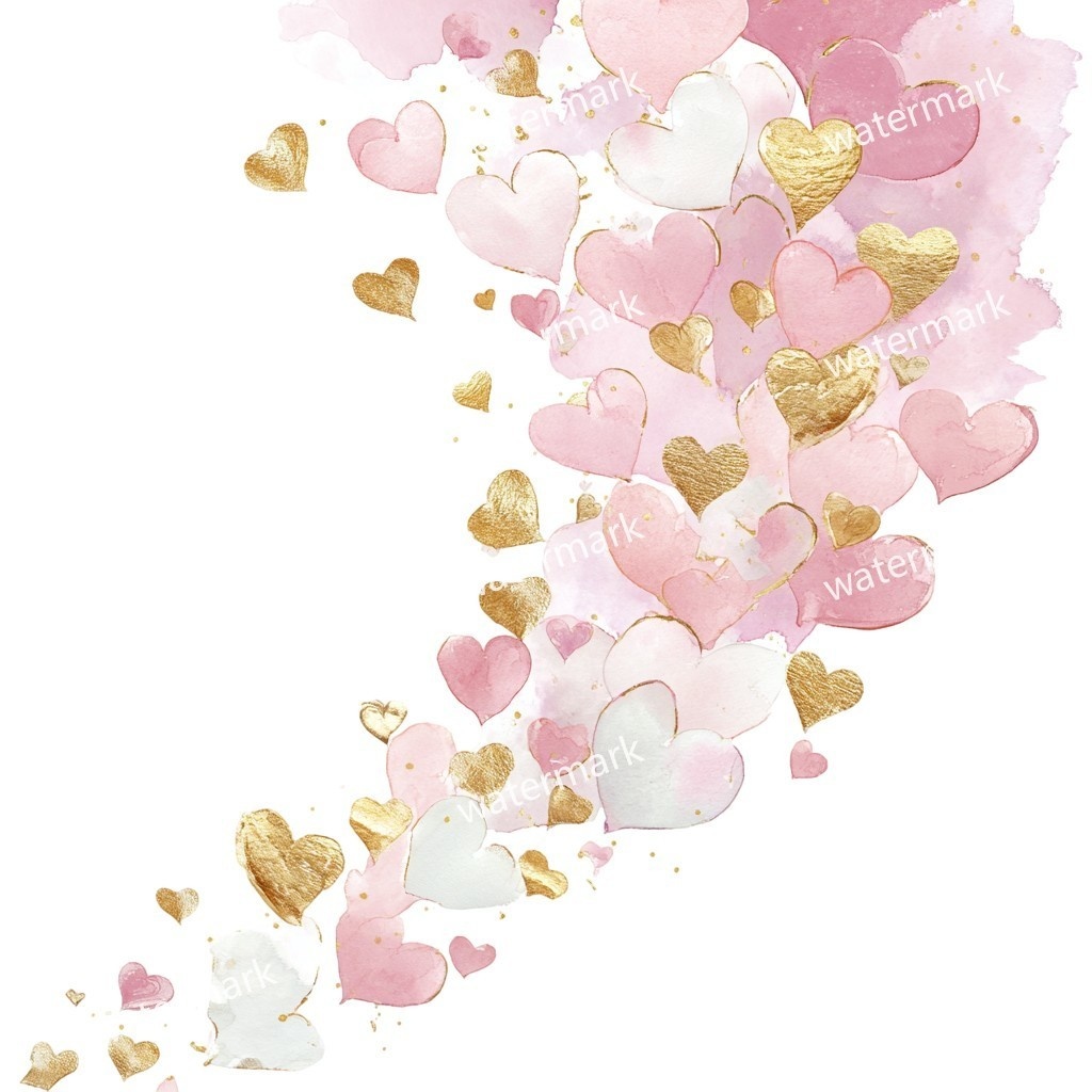 【商用利用可】ピンクハート(水彩)クリップアート19点セット|高解像度・透過PNG|印刷OK・コラージュ・ジャンクジャーナル素材|即ダウンロード
