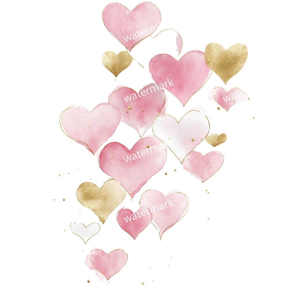 【商用利用可】ピンクハート(水彩)クリップアート19点セット|高解像度・透過PNG|印刷OK・コラージュ・ジャンクジャーナル素材|即ダウンロード