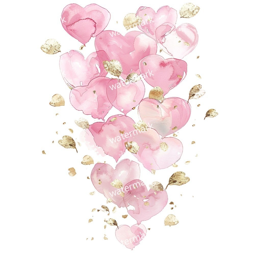 【商用利用可】ピンクハート(水彩)クリップアート19点セット|高解像度・透過PNG|印刷OK・コラージュ・ジャンクジャーナル素材|即ダウンロード