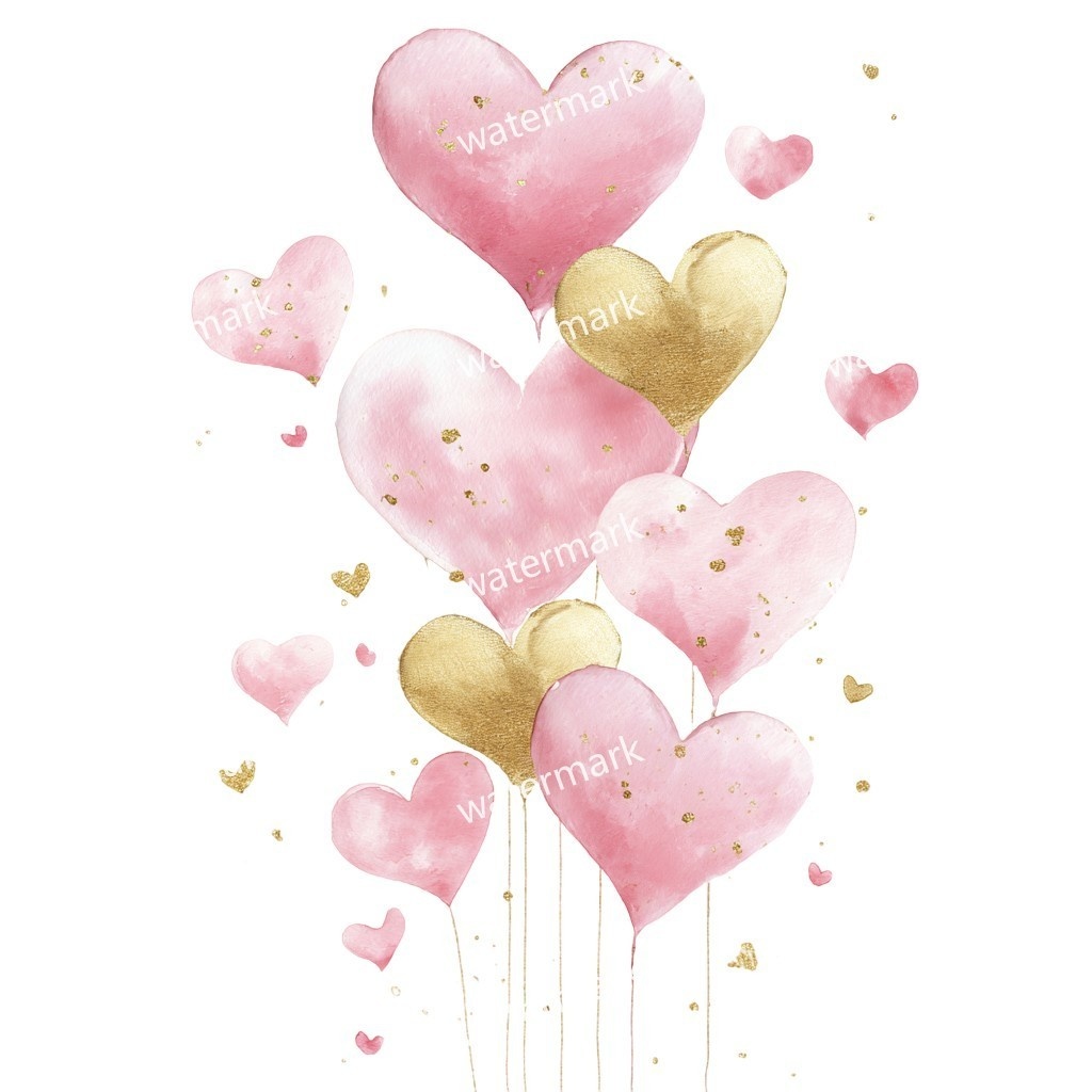 【商用利用可】ピンクハート(水彩)クリップアート19点セット|高解像度・透過PNG|印刷OK・コラージュ・ジャンクジャーナル素材|即ダウンロード