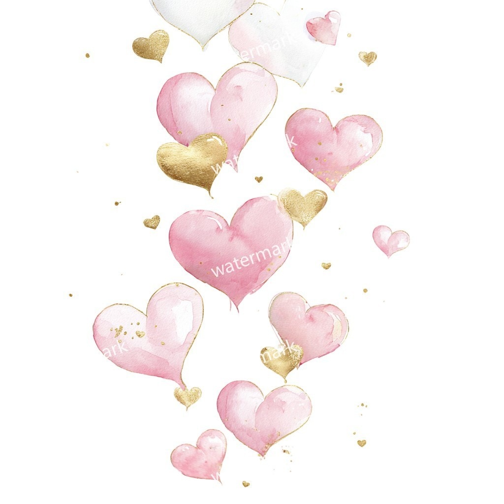【商用利用可】ピンクハート(水彩)クリップアート19点セット|高解像度・透過PNG|印刷OK・コラージュ・ジャンクジャーナル素材|即ダウンロード