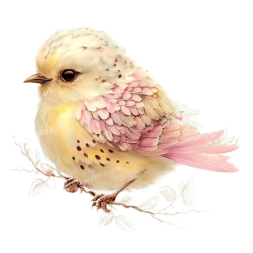 【商用利用可】花と鳥(水彩フローラルバード)クリップアート19点セット|高解像度・透過PNG|印刷OK・コラージュ・ジャンクジャーナル素材|即ダウンロード