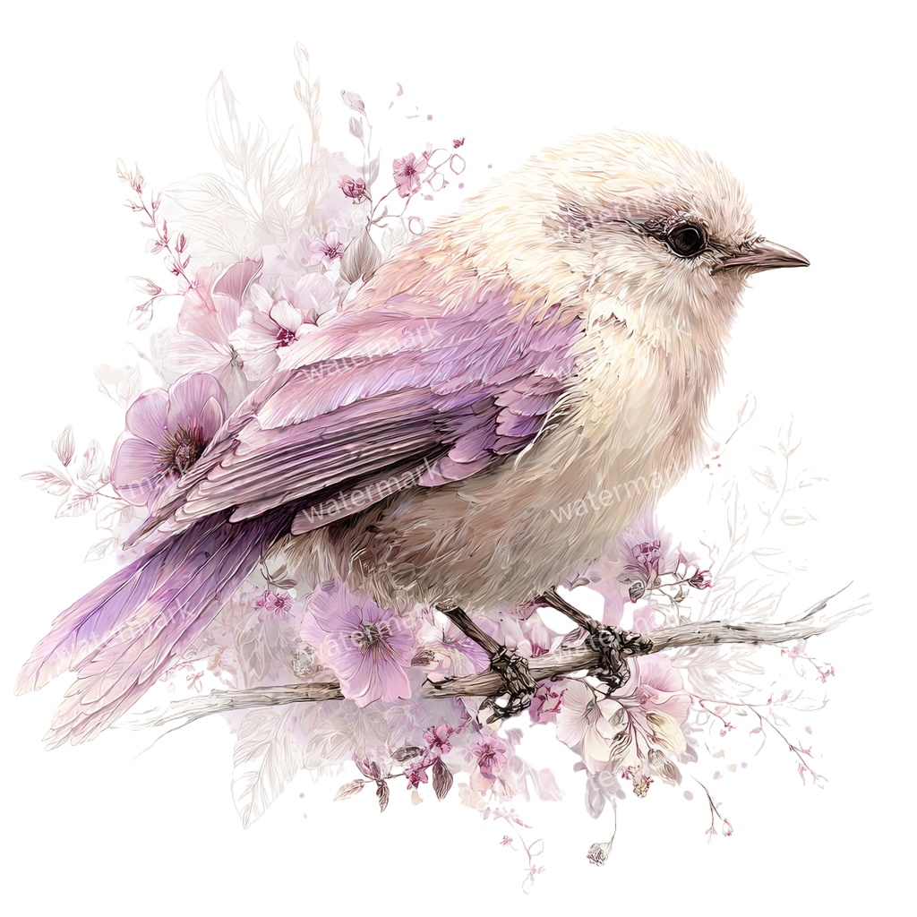 【商用利用可】花と鳥(水彩フローラルバード)クリップアート19点セット|高解像度・透過PNG|印刷OK・コラージュ・ジャンクジャーナル素材|即ダウンロード