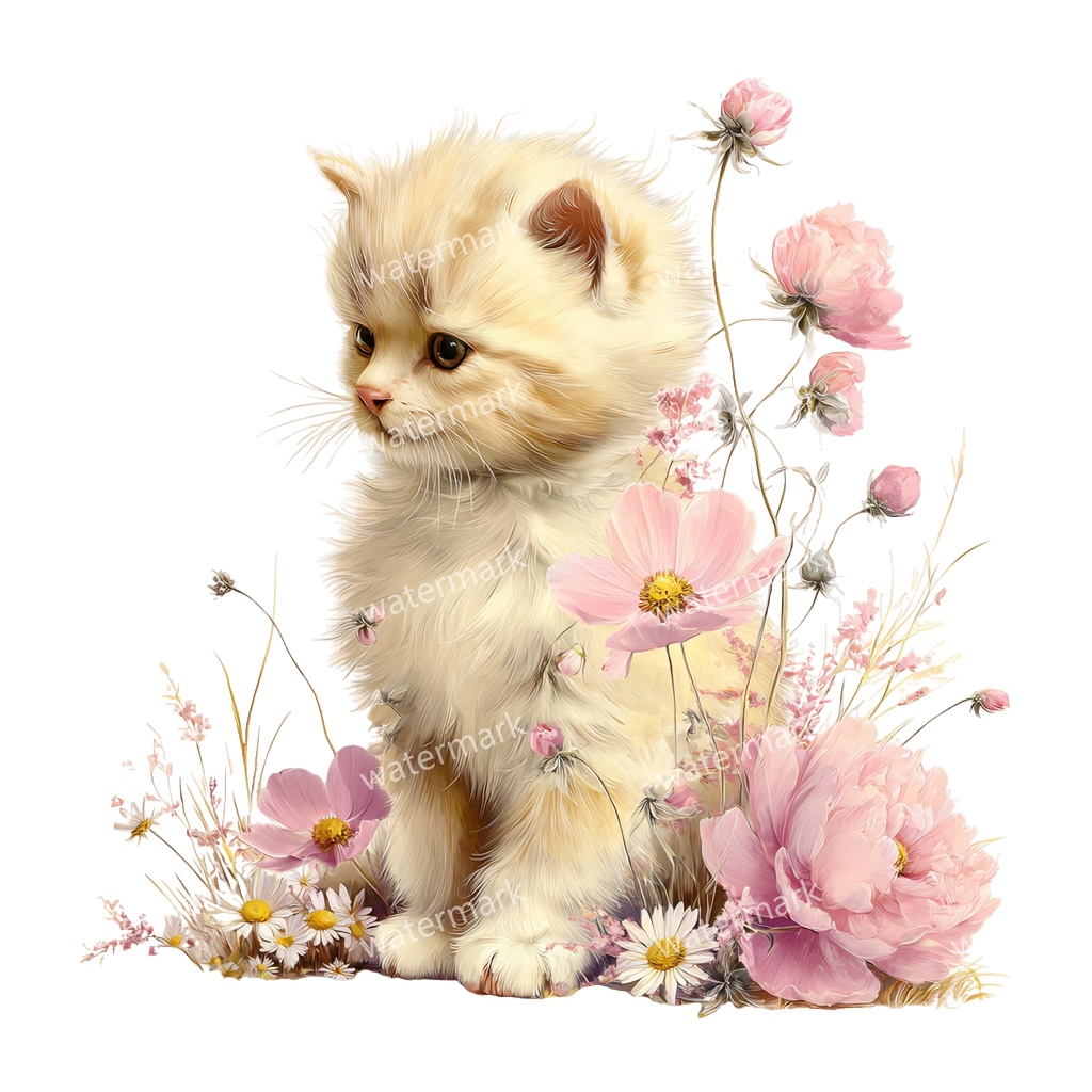 【商用利用可】猫(水彩キャット)クリップアート15点セット|高解像度・透過PNG|印刷OK・コラージュ・ジャンクジャーナル素材|即ダウンロード