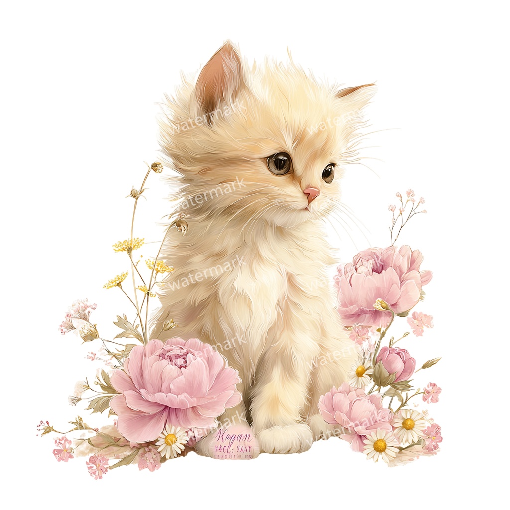 【商用利用可】猫（水彩キャット）クリップアート15点セット｜高解像度・透過PNG｜印刷OK・コラージュ・ジャンクジャーナル素材｜即ダウンロード