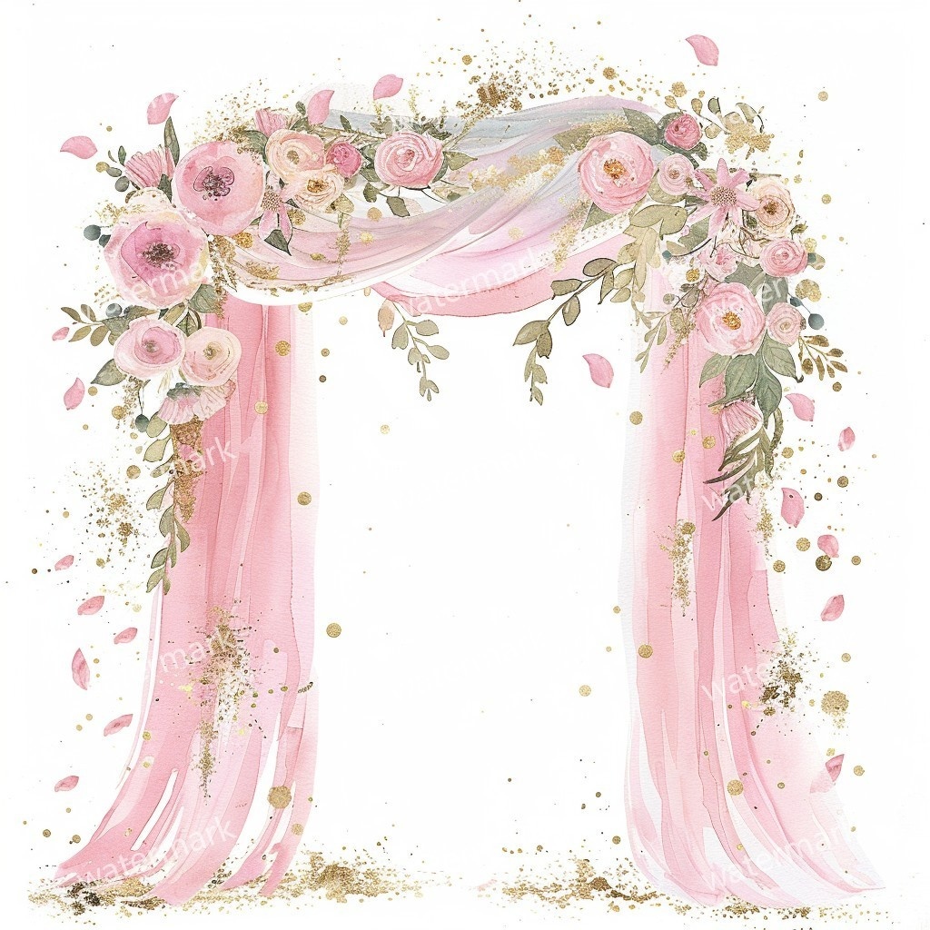 【商用利用可】ウェディング水彩クリップアート33点バンドル|高解像度・透過PNG|結婚式・コラージュ・ジャンクジャーナル素材|即ダウンロード