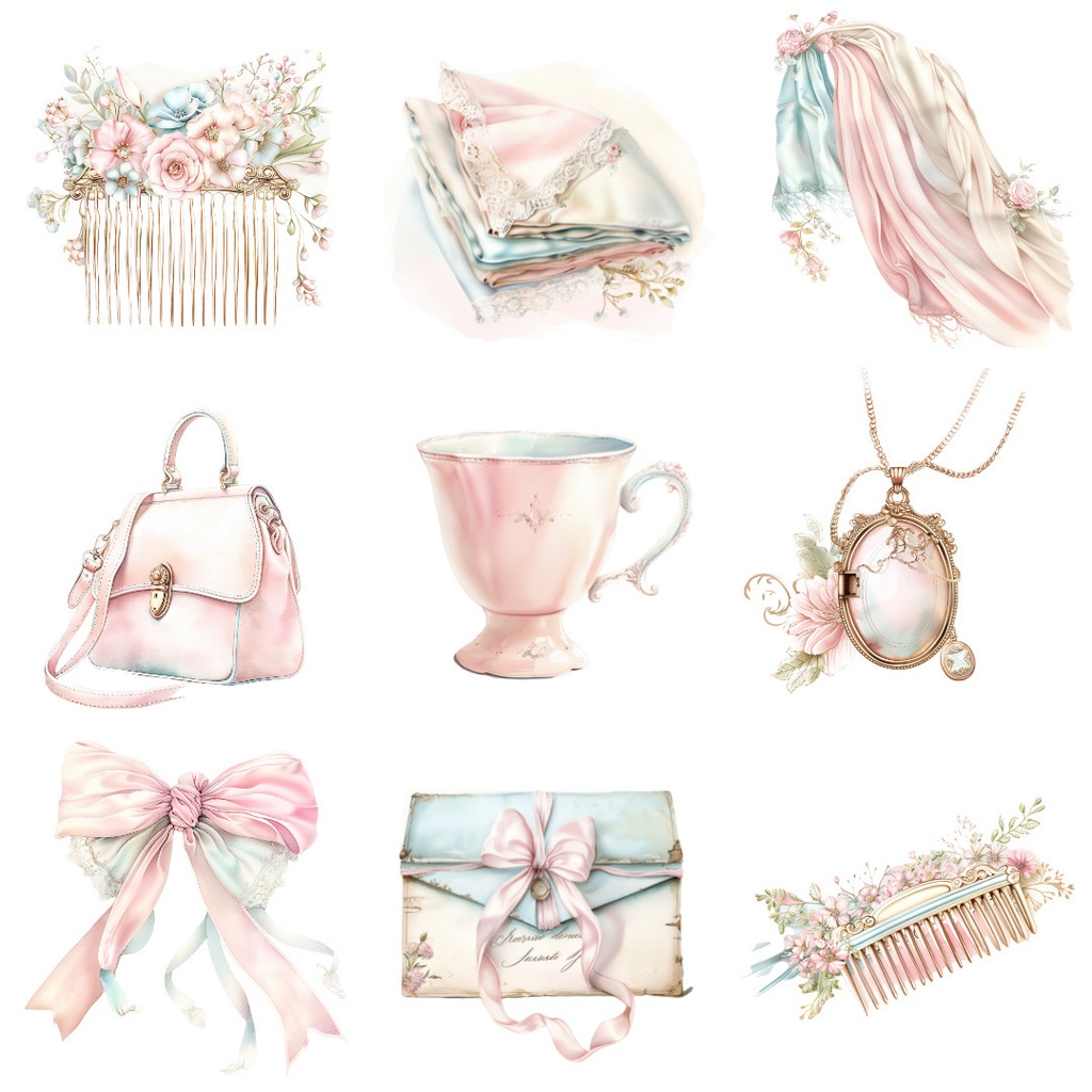 【商用利用可】ガール水彩クリップアート55点バンドル|高解像度・透過PNG|印刷OK・コラージュ・ジャンクジャーナル素材|即ダウンロード