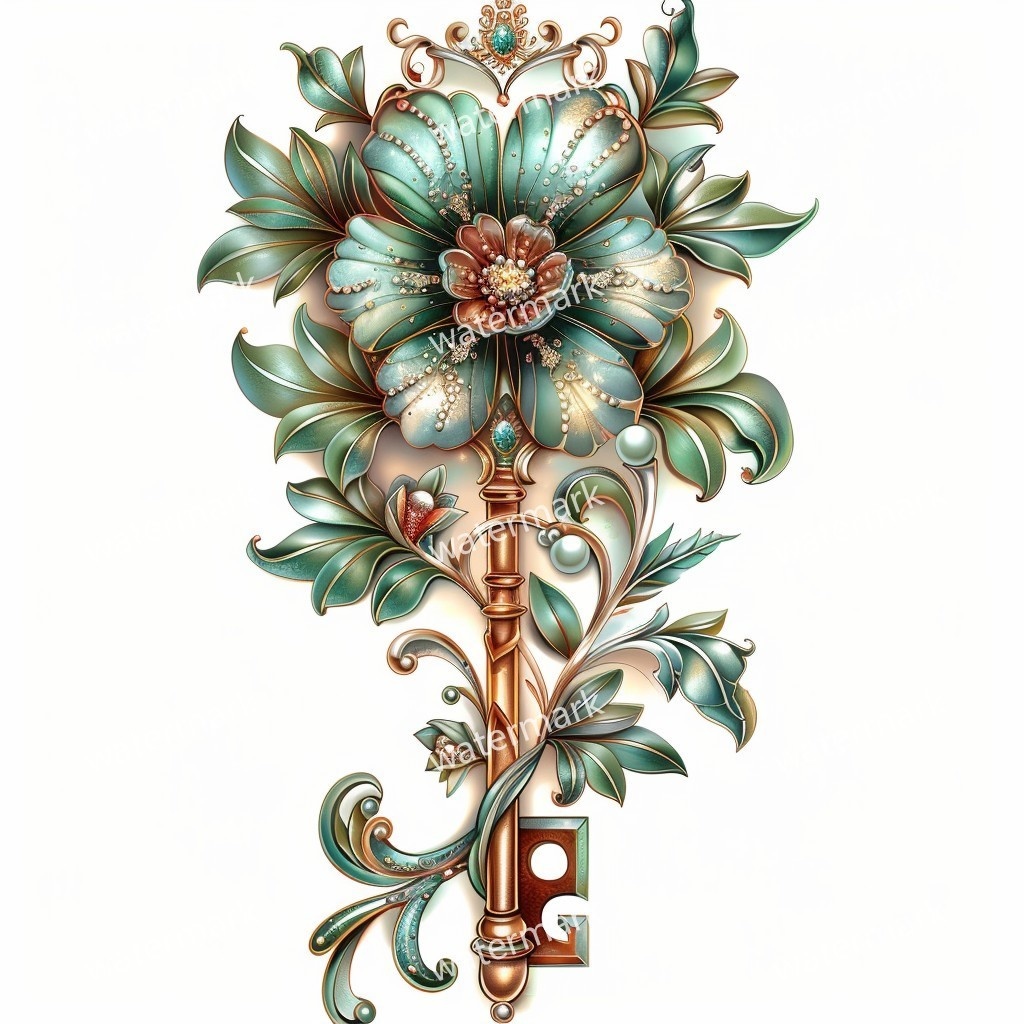 【商用利用可】ヴィンテージキー(水彩アンティーク鍵)クリップアート20点セット|高解像度・透過PNG|印刷OK・コラージュ・ジャンクジャーナル素材|即ダウンロード