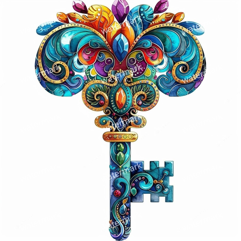 【商用利用可】ヴィンテージキー(水彩アンティーク鍵)クリップアート20点セット|高解像度・透過PNG|印刷OK・コラージュ・ジャンクジャーナル素材|即ダウンロード