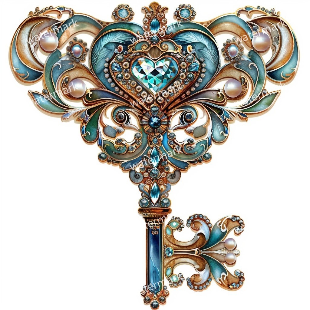 【商用利用可】ヴィンテージキー(水彩アンティーク鍵)クリップアート20点セット|高解像度・透過PNG|印刷OK・コラージュ・ジャンクジャーナル素材|即ダウンロード