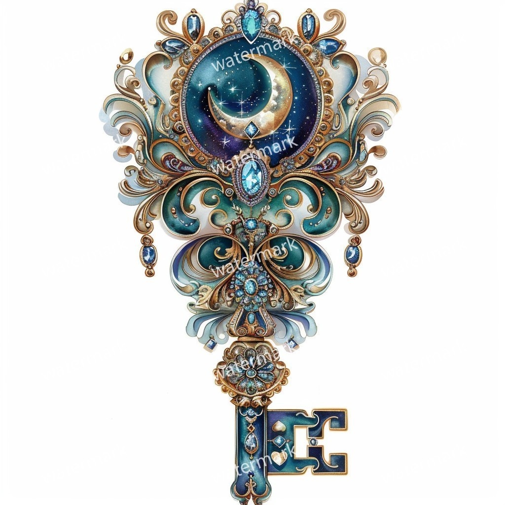 【商用利用可】ヴィンテージキー(水彩アンティーク鍵)クリップアート20点セット|高解像度・透過PNG|印刷OK・コラージュ・ジャンクジャーナル素材|即ダウンロード