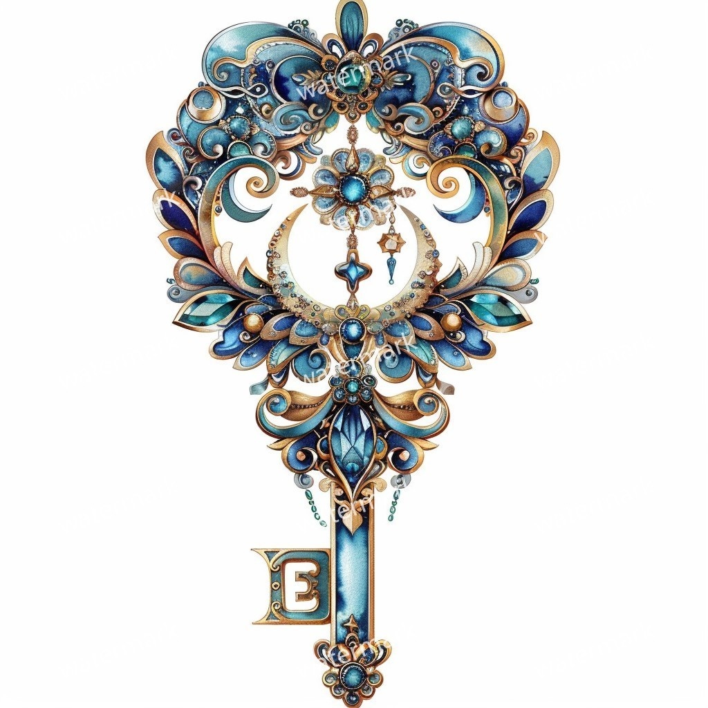 【商用利用可】ヴィンテージキー(水彩アンティーク鍵)クリップアート20点セット|高解像度・透過PNG|印刷OK・コラージュ・ジャンクジャーナル素材|即ダウンロード