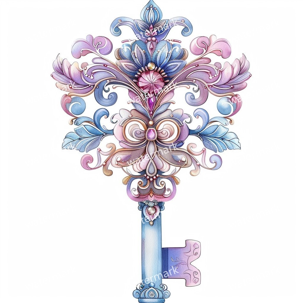 【商用利用可】ヴィンテージキー(水彩アンティーク鍵)クリップアート20点セット|高解像度・透過PNG|印刷OK・コラージュ・ジャンクジャーナル素材|即ダウンロード