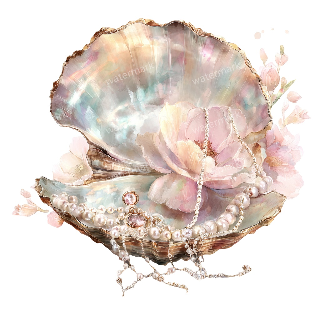 【商用利用可】貝殻(水彩シェル)クリップアート19点セット|高解像度・透過PNG|印刷OK・コラージュ・ジャンクジャーナル素材|即ダウンロード