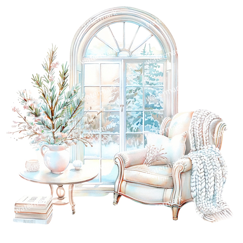 【商用利用可】ほっこりお部屋コーナー(水彩)クリップアート10点セット|高解像度・透過PNG|印刷OK・コラージュ・ジャンクジャーナル素材|即ダウンロード