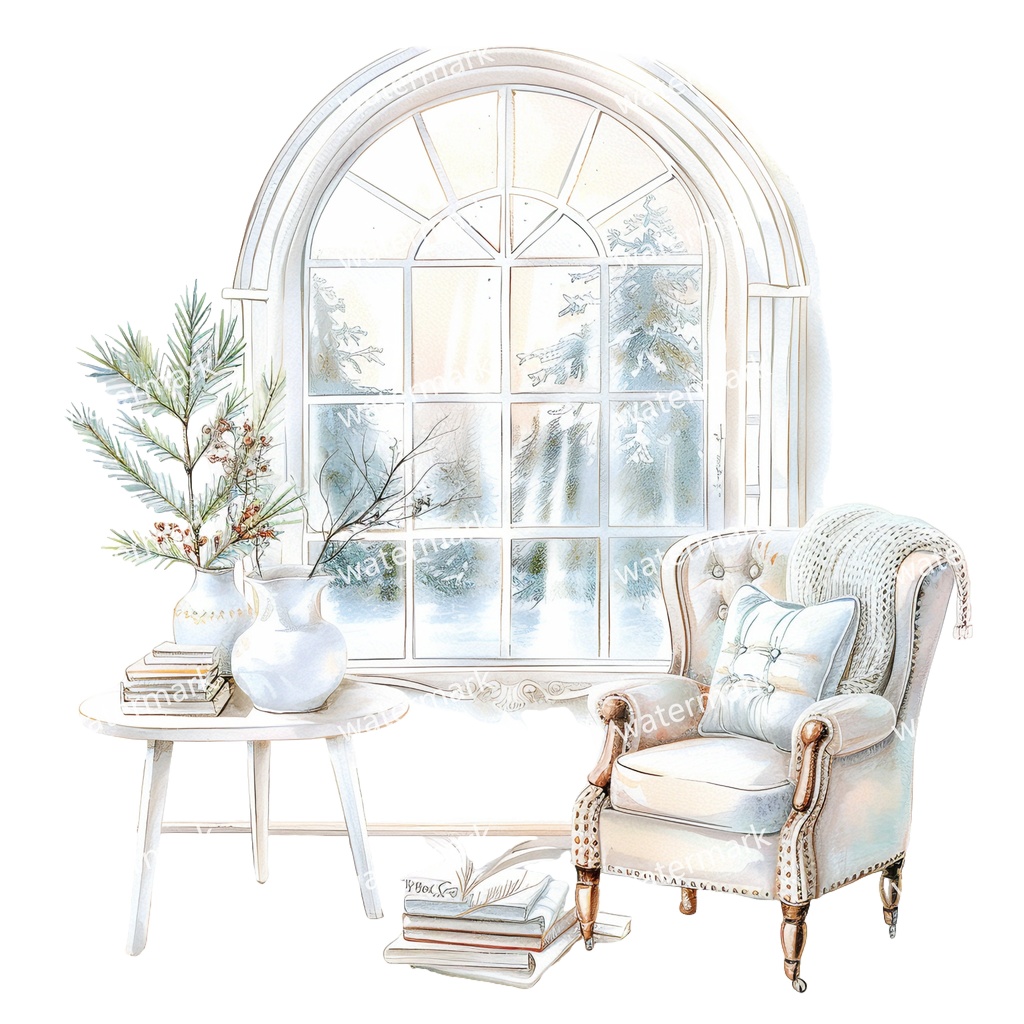 【商用利用可】ほっこりお部屋コーナー(水彩)クリップアート10点セット|高解像度・透過PNG|印刷OK・コラージュ・ジャンクジャーナル素材|即ダウンロード