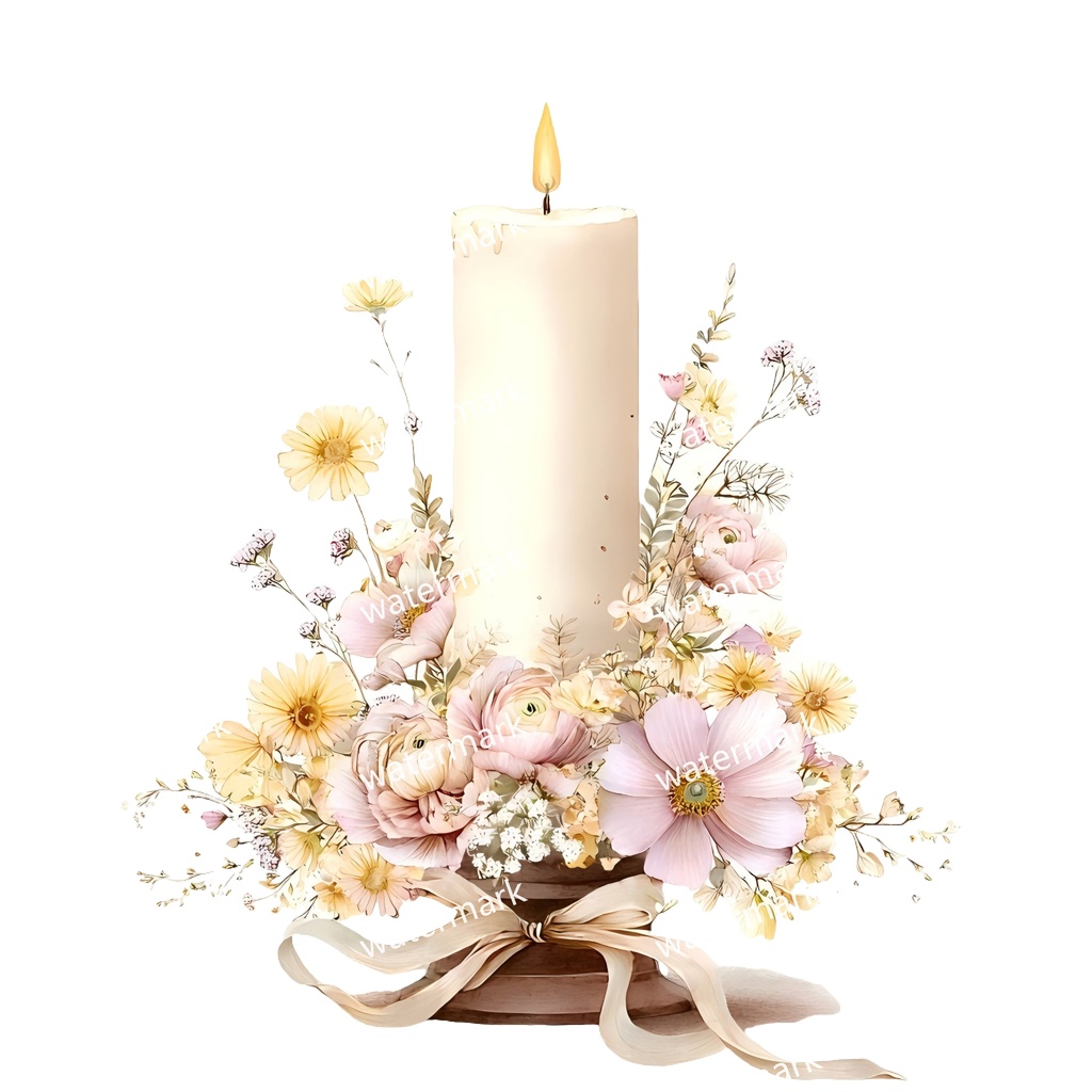 【商用利用可】キャンドル（水彩）クリップアート20点セット｜高解像度・透過PNG｜印刷OK・コラージュ・ジャンクジャーナル素材｜即ダウンロード