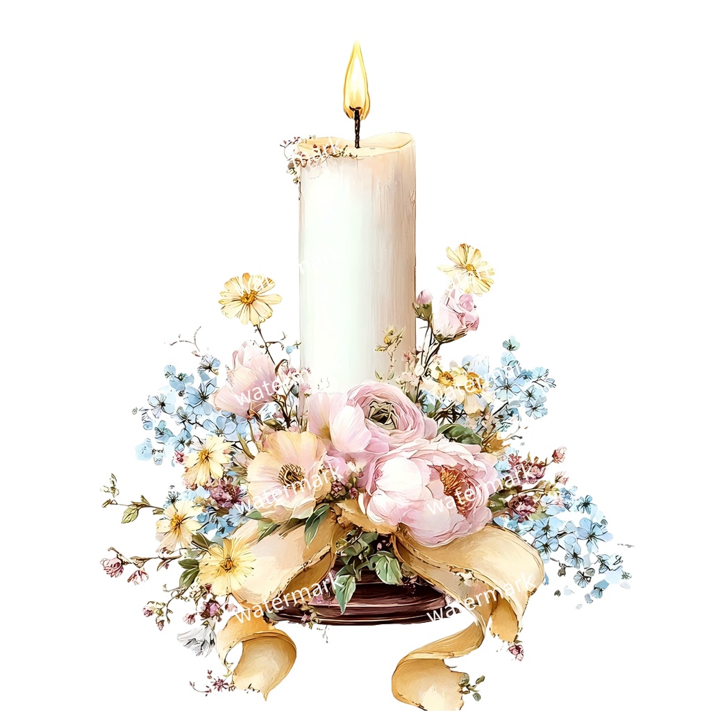 【商用利用可】キャンドル(水彩)クリップアート20点セット|高解像度・透過PNG|印刷OK・コラージュ・ジャンクジャーナル素材|即ダウンロード