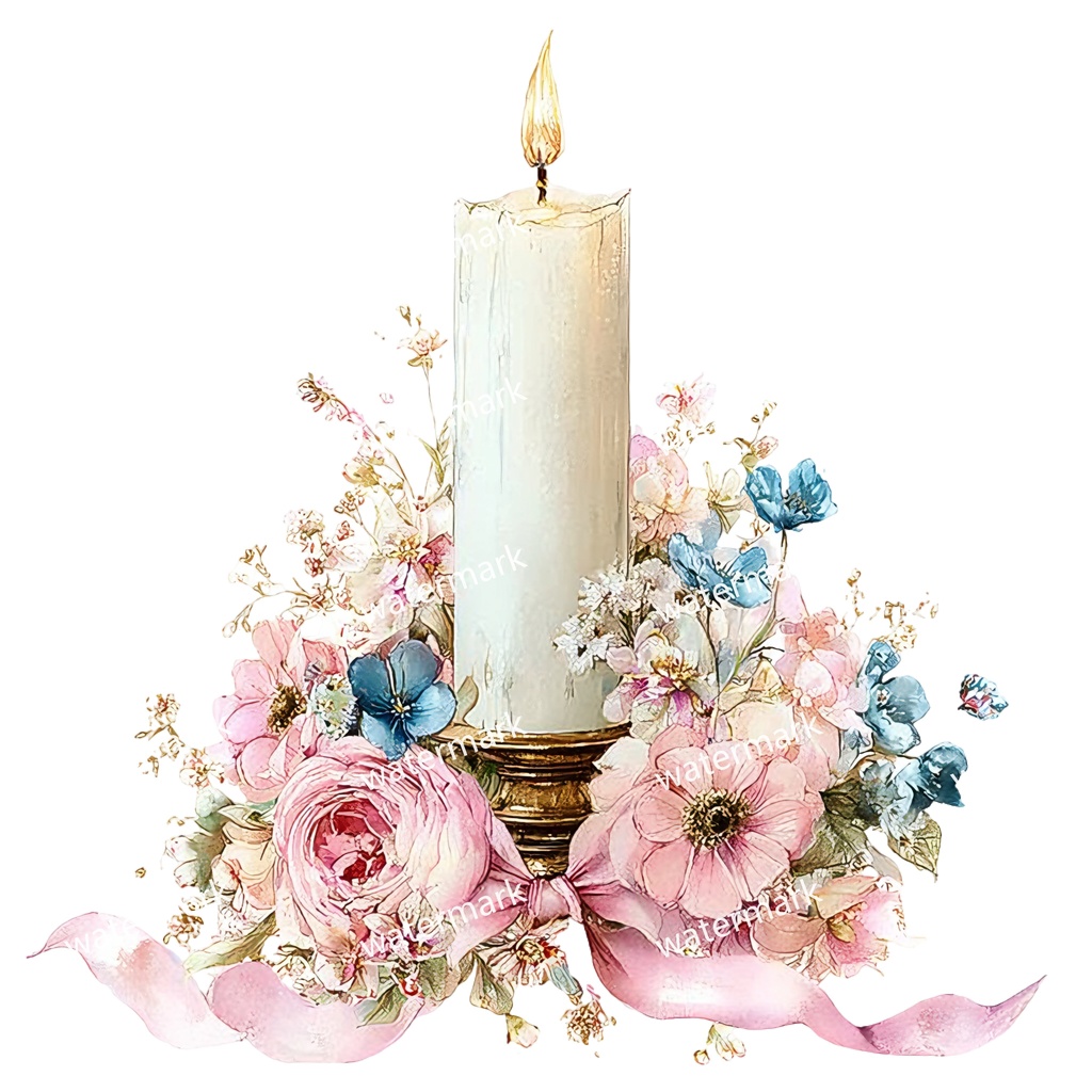 【商用利用可】キャンドル(水彩)クリップアート20点セット|高解像度・透過PNG|印刷OK・コラージュ・ジャンクジャーナル素材|即ダウンロード