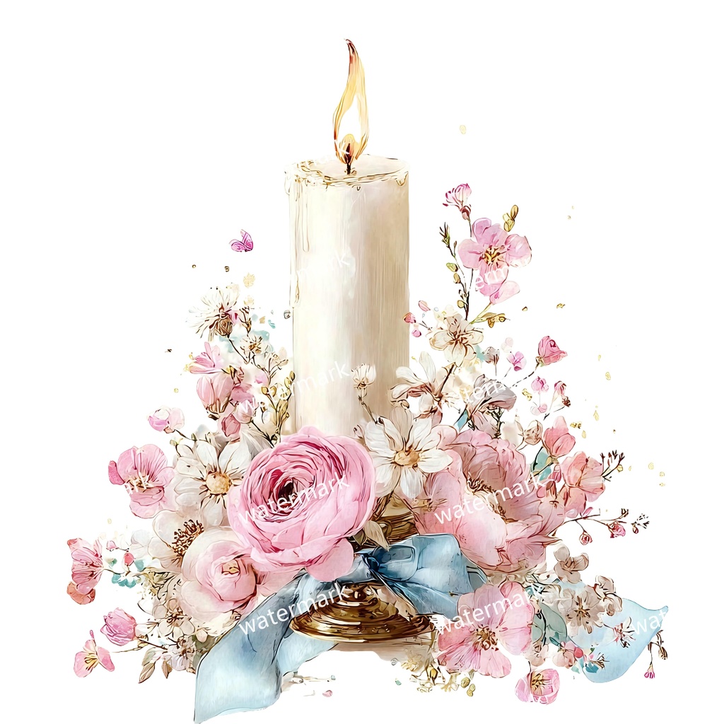 【商用利用可】キャンドル(水彩)クリップアート20点セット|高解像度・透過PNG|印刷OK・コラージュ・ジャンクジャーナル素材|即ダウンロード