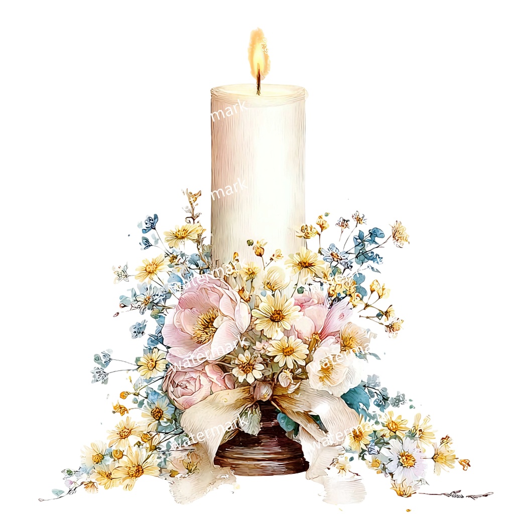 【商用利用可】キャンドル(水彩)クリップアート20点セット|高解像度・透過PNG|印刷OK・コラージュ・ジャンクジャーナル素材|即ダウンロード