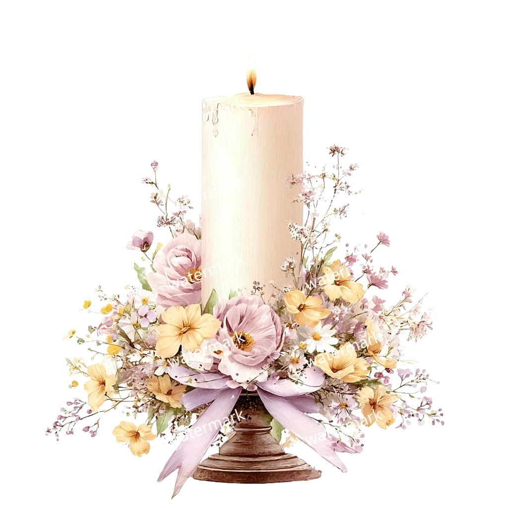 【商用利用可】キャンドル(水彩)クリップアート20点セット|高解像度・透過PNG|印刷OK・コラージュ・ジャンクジャーナル素材|即ダウンロード