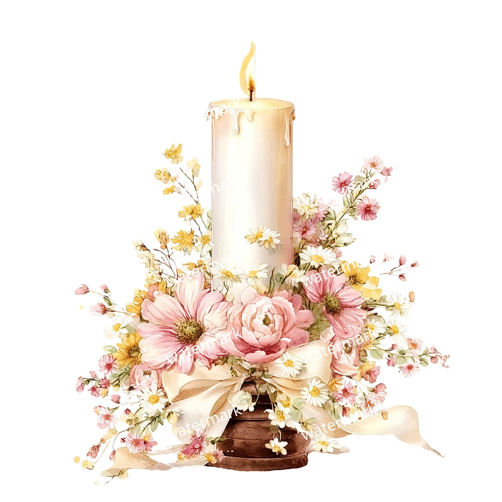 【商用利用可】キャンドル(水彩)クリップアート20点セット|高解像度・透過PNG|印刷OK・コラージュ・ジャンクジャーナル素材|即ダウンロード