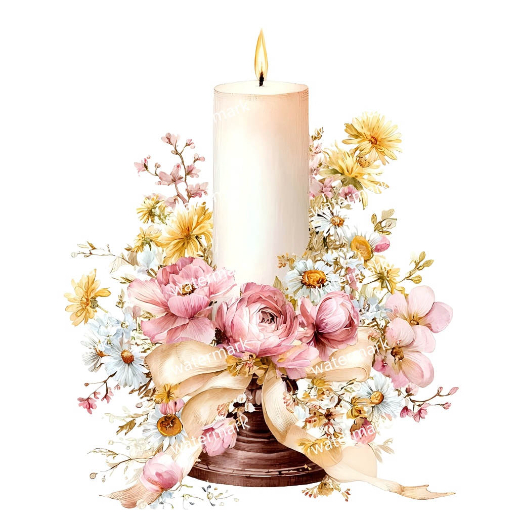 【商用利用可】キャンドル(水彩)クリップアート20点セット|高解像度・透過PNG|印刷OK・コラージュ・ジャンクジャーナル素材|即ダウンロード