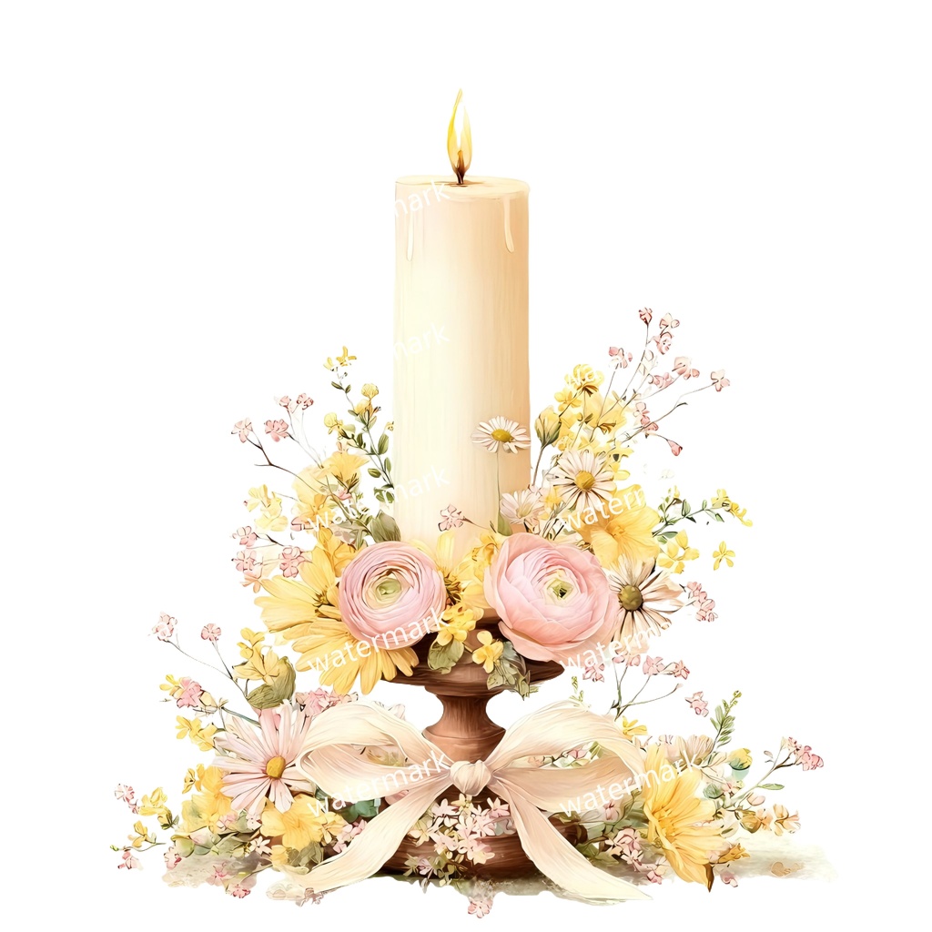 【商用利用可】キャンドル(水彩)クリップアート20点セット|高解像度・透過PNG|印刷OK・コラージュ・ジャンクジャーナル素材|即ダウンロード