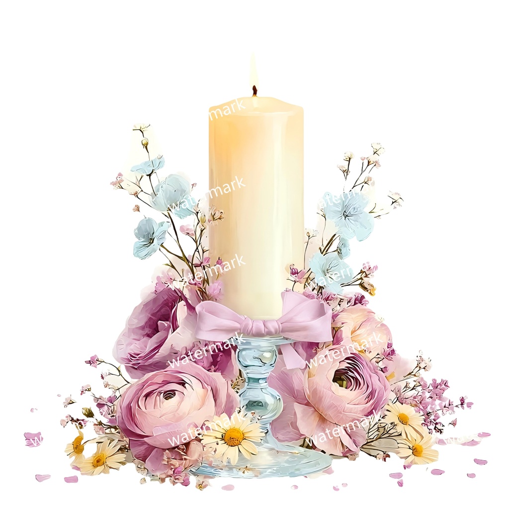 【商用利用可】キャンドル(水彩)クリップアート20点セット|高解像度・透過PNG|印刷OK・コラージュ・ジャンクジャーナル素材|即ダウンロード