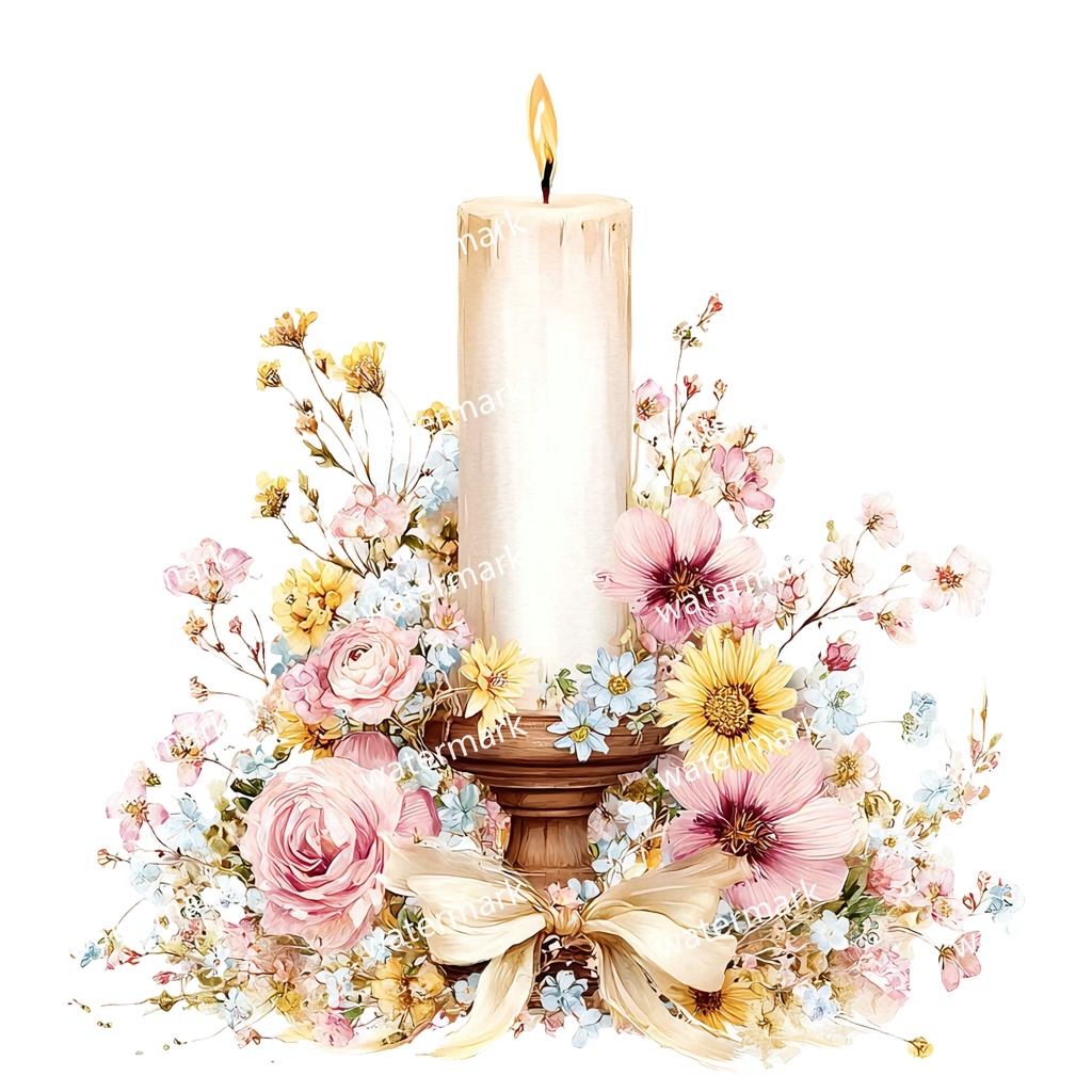 【商用利用可】キャンドル(水彩)クリップアート20点セット|高解像度・透過PNG|印刷OK・コラージュ・ジャンクジャーナル素材|即ダウンロード