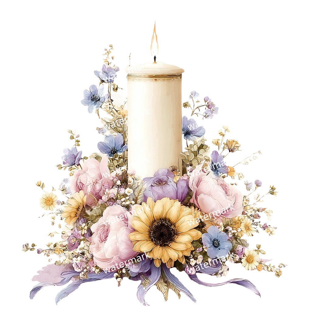 【商用利用可】キャンドル(水彩)クリップアート20点セット|高解像度・透過PNG|印刷OK・コラージュ・ジャンクジャーナル素材|即ダウンロード