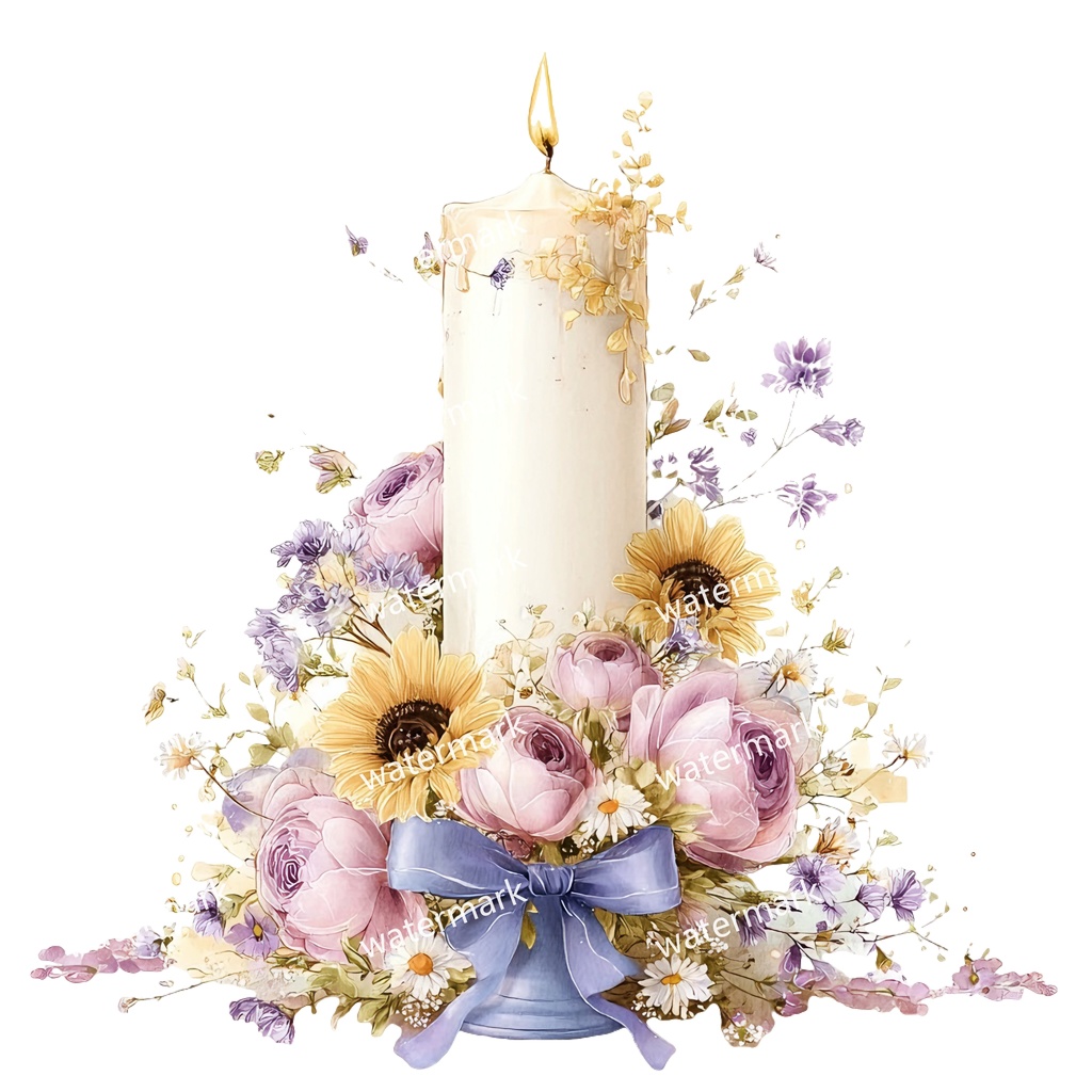 【商用利用可】キャンドル(水彩)クリップアート20点セット|高解像度・透過PNG|印刷OK・コラージュ・ジャンクジャーナル素材|即ダウンロード